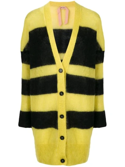 Shop N°21 Nº21 Striped Oversized Cardigan - Yellow