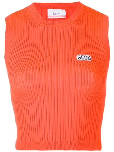 Shop Gcds Logo Tank Top In Orange