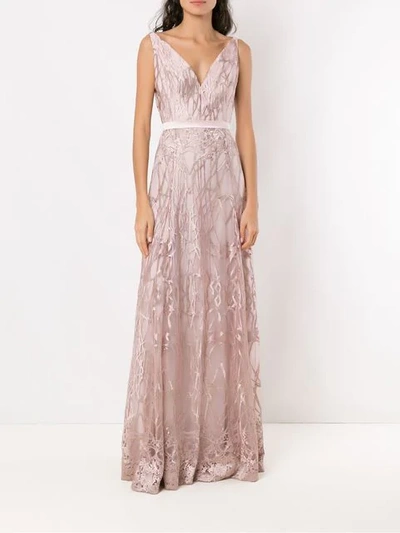 Shop Tufi Duek Textured Long Dress In Pink