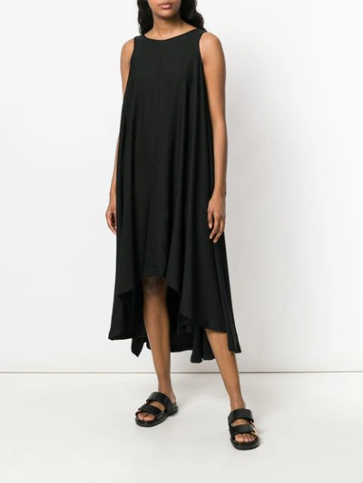 Shop Yohji Yamamoto Sleeveless High Low Midi Dress - Black
