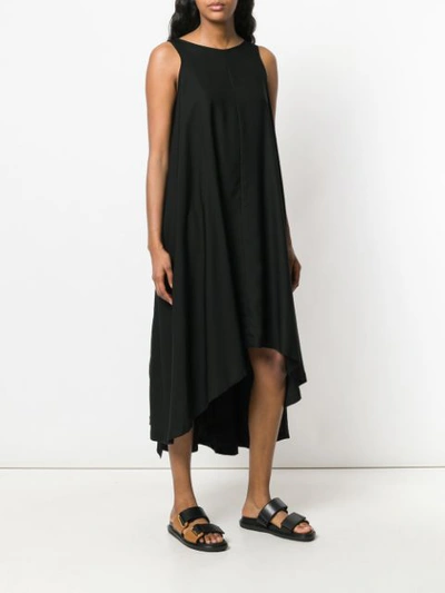 Shop Yohji Yamamoto Sleeveless High Low Midi Dress - Black