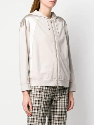 Shop Brunello Cucinelli Zipped Hooded Jacket - Neutrals