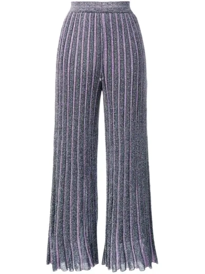 Shop Missoni Glitter Knitted Trousers In Blue