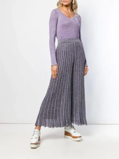 Shop Missoni Glitter Knitted Trousers In Blue