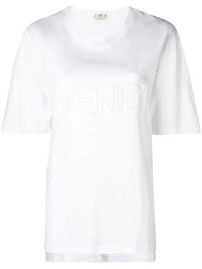 Shop Fendi Front Logo T-shirt - White