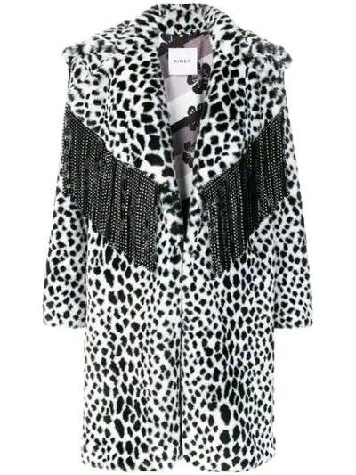 AINEA LEOPARD FAUX FUR COAT - 白色