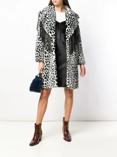 Shop Ainea Leopard Faux Fur Coat In Black
