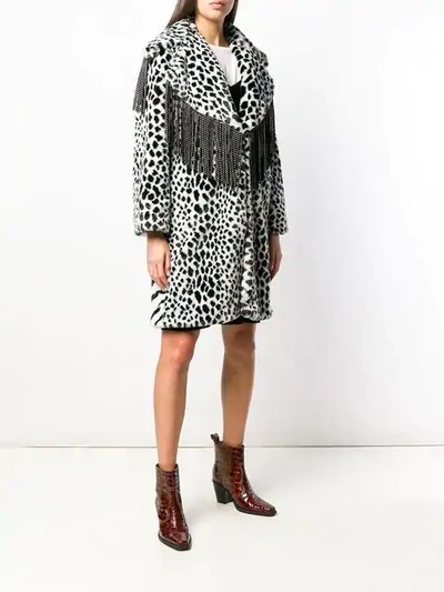 Shop Ainea Leopard Faux Fur Coat In Black