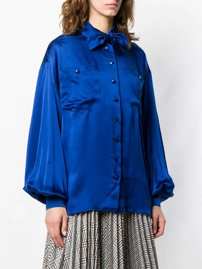 Pre-owned Fendi Pussybow Blouse In Blue