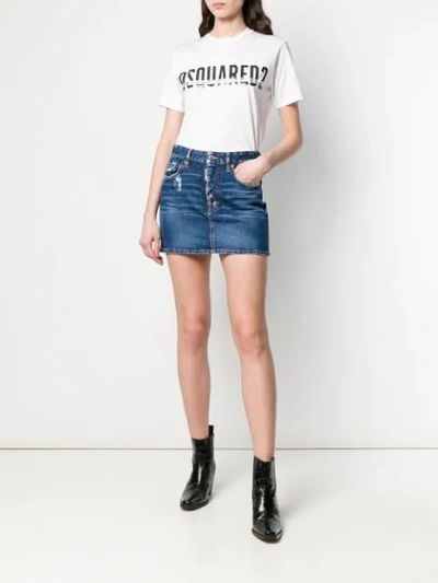 Shop Dsquared2 Classic Mini Denim Skirt In Blue