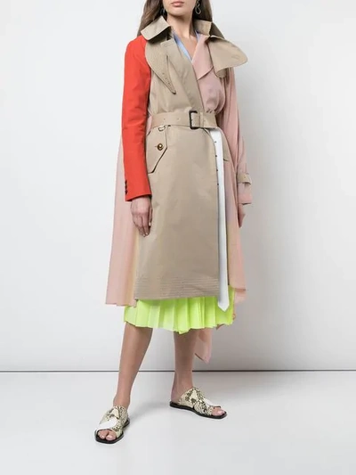 Shop Sacai Asymmetrical Trench Coast - Pink