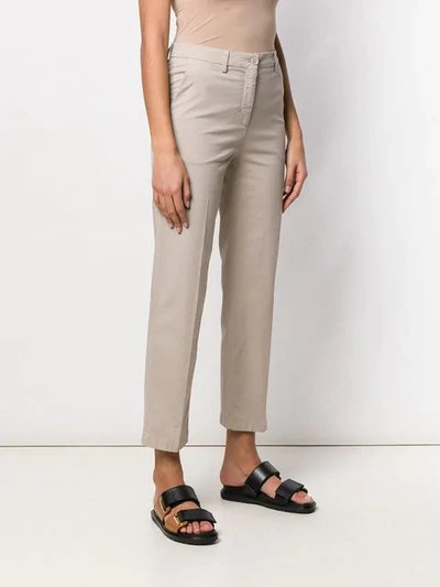 Shop Aspesi Cropped Slim-fit Trousers In Neutrals