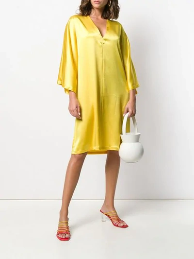 Shop Gianluca Capannolo 3/4 Sleeve Dress In Yellow
