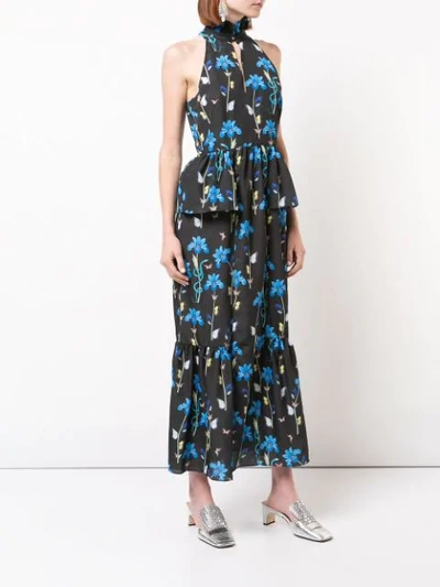 Shop Borgo De Nor Jasmine Floral Long Dress In Black