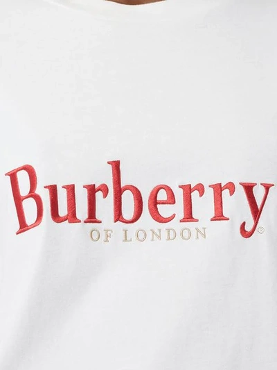 Shop Burberry Embroidered Archive Logo Cotton T In White