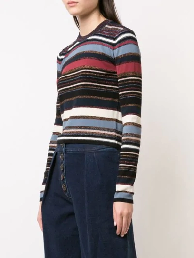 Shop Veronica Beard Striped Crew Neck Jersey In Multicolour