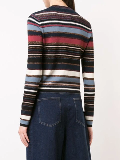 Shop Veronica Beard Striped Crew Neck Jersey In Multicolour