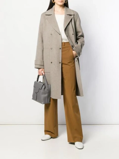 Shop Theory Long-sleeve Shift Blouse In Neutrals