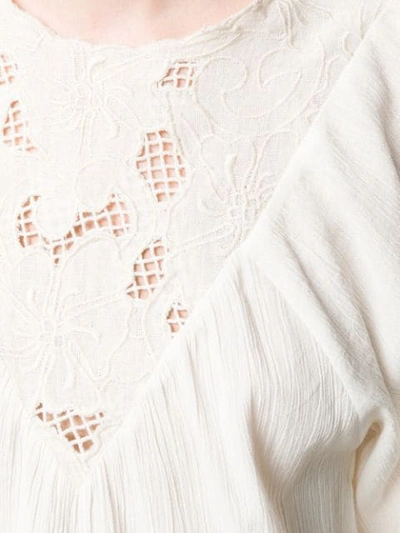 Shop Antik Batik Embroidered Floral Panel Blouse - White
