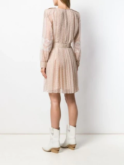 Shop Fendi Lace Flared Pleated Dress In Neutrals