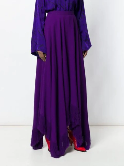 Shop Nina Ricci Asymmetric Frayed-hem Maxi Skirt - Purple