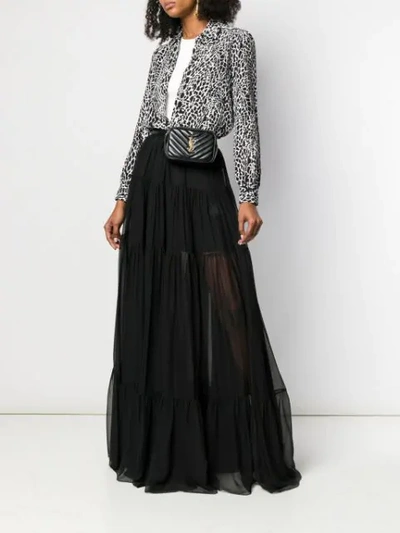 Shop Saint Laurent Maxi Sheer Skirt In 1000 -  Black