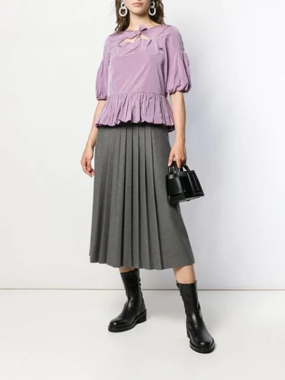 MOLLY GODDARD KEYHOLE RUCHED BLOUSE - 紫色