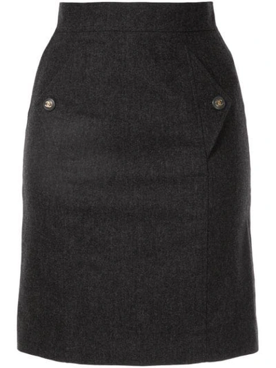 Pre-owned Chanel Button-embellished Mini Skirt In Grey