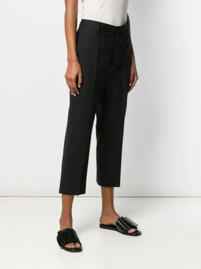 Shop Rick Owens Embroidered Cropped Trousers In Black