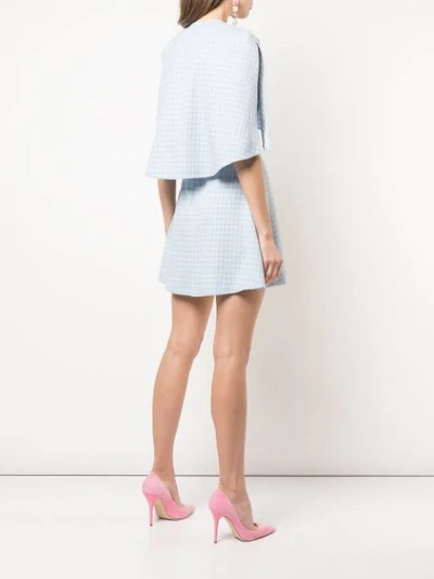 Shop Sara Battaglia Cape Style Mini Dress In Blue
