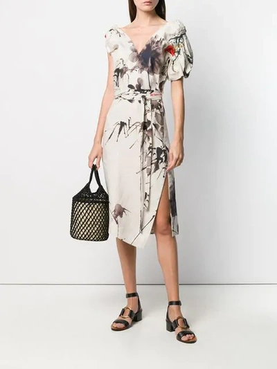 Shop Vivienne Westwood Floral Print Slit Dress In Neutrals