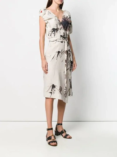 Shop Vivienne Westwood Floral Print Slit Dress In Neutrals