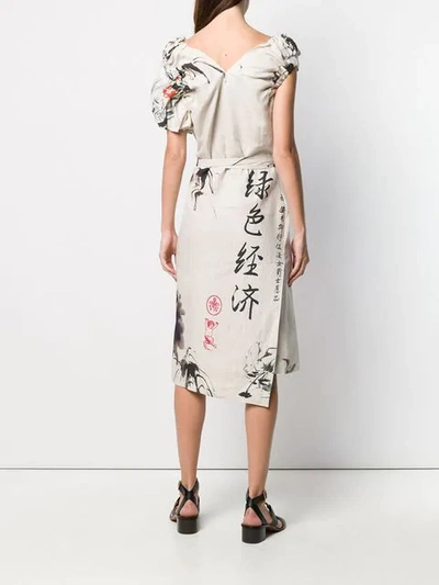 Shop Vivienne Westwood Floral Print Slit Dress In Neutrals