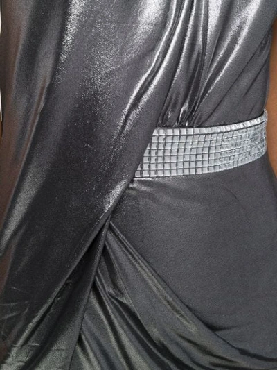 Shop Balmain Crystal Embellished Dress In Silver
