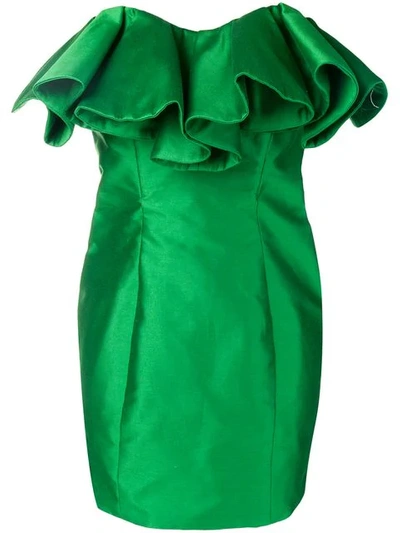 Shop Attico Bustier Structure Mini Dress In Green