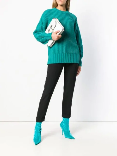 Shop P.a.r.o.s.h Ribbed Cable Knit Jumper In Blue