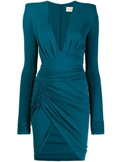 Shop Alexandre Vauthier Long-sleeve Fitted Dress In Blue