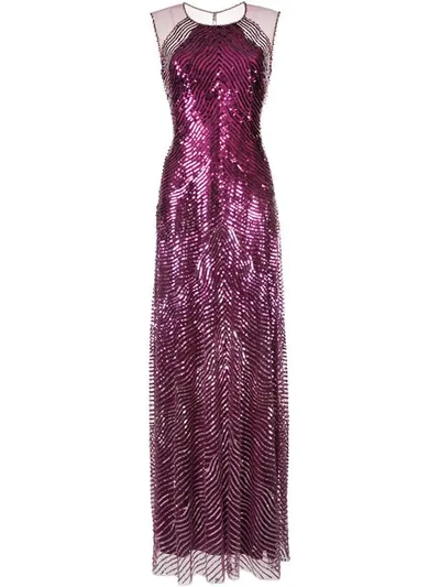 Shop Jenny Packham Sequin Gown In Purple