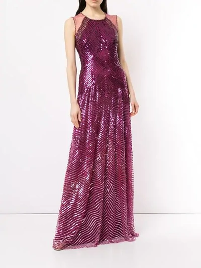 Shop Jenny Packham Sequin Gown In Purple