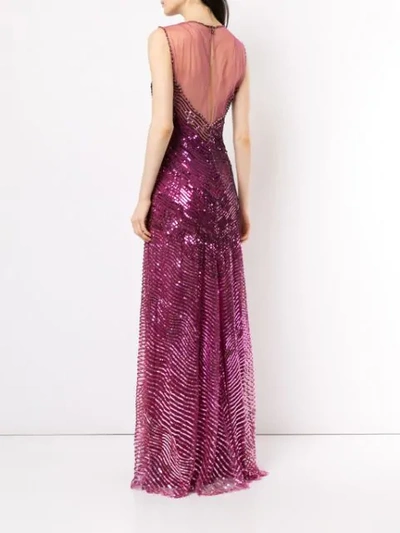 Shop Jenny Packham Sequin Gown In Purple