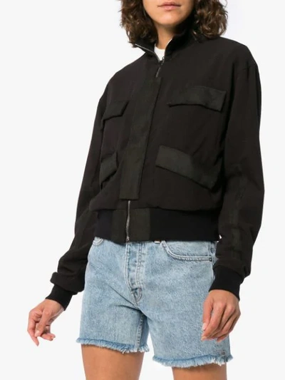Shop Lot78 Reversible Pocket Detail Long Sleeve Bomber Jacket In Black