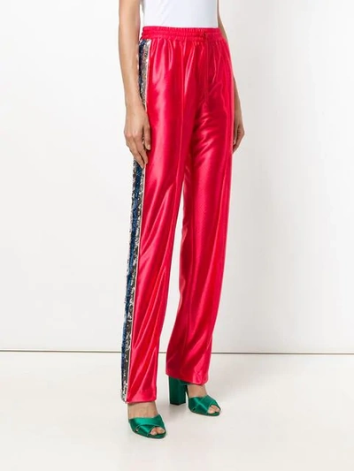 Shop Gucci Sequins Embellished Loose Trousers In Red