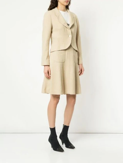Pre-owned Chanel Vintage Cc Setup Suit Jacket Skirt - Neutrals