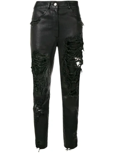 Shop Almaz Distressed Skinny Trousers In Black