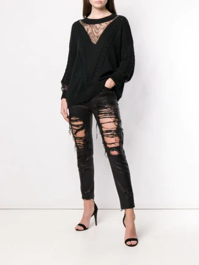 Shop Almaz Distressed Skinny Trousers In Black