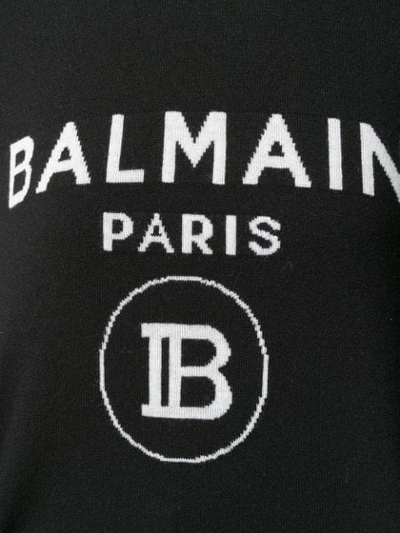 Shop Balmain Knitted Logo Sweater In Black