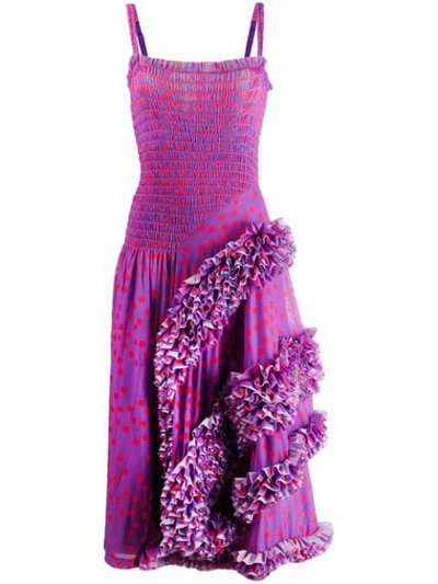 Shop Molly Goddard Polka Dot Flamenco-styled Dress In Purple