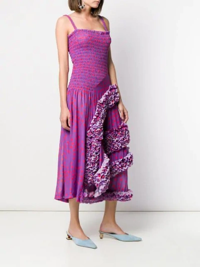 Shop Molly Goddard Polka Dot Flamenco-styled Dress In Purple