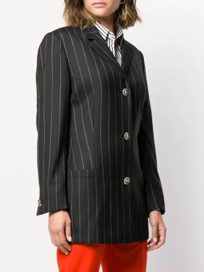 Pre-owned Versace 细条纹西装夹克 In Black