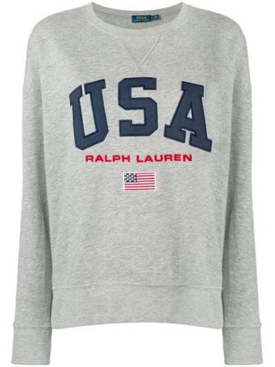 Shop Polo Ralph Lauren Usa Logo Jumper - Grey